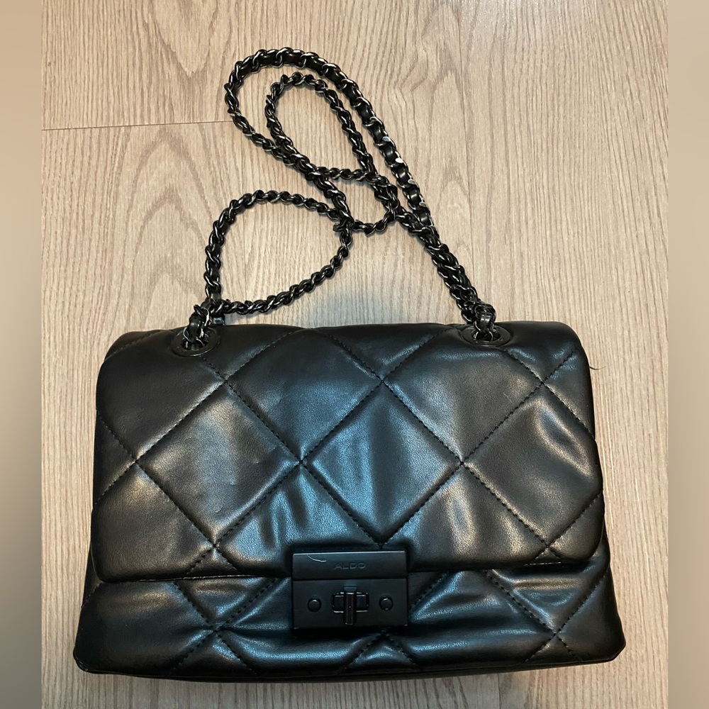 Aldo black quilted purse